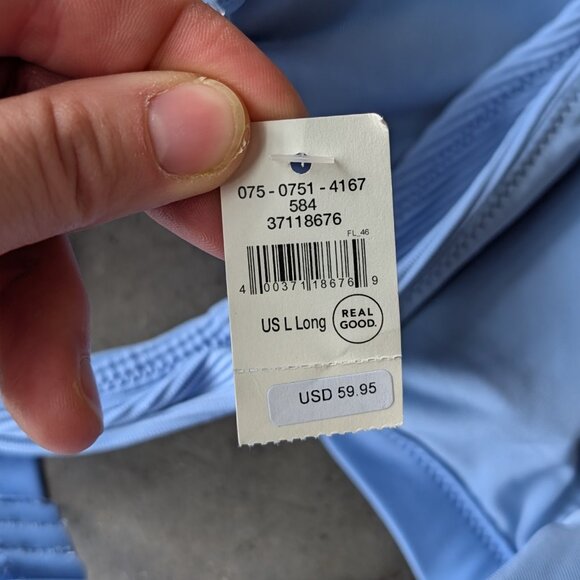 Aerie Ribbed Cut Out One Piece Swimsuit Blue large long NWT - Picture 9 of 10